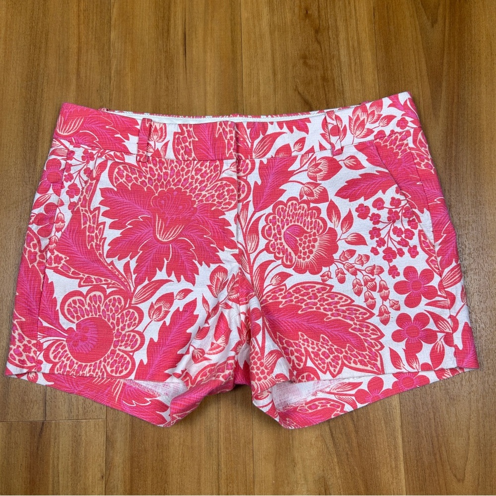 J. Crew Floral High-Waist Shorts in Pink and White
